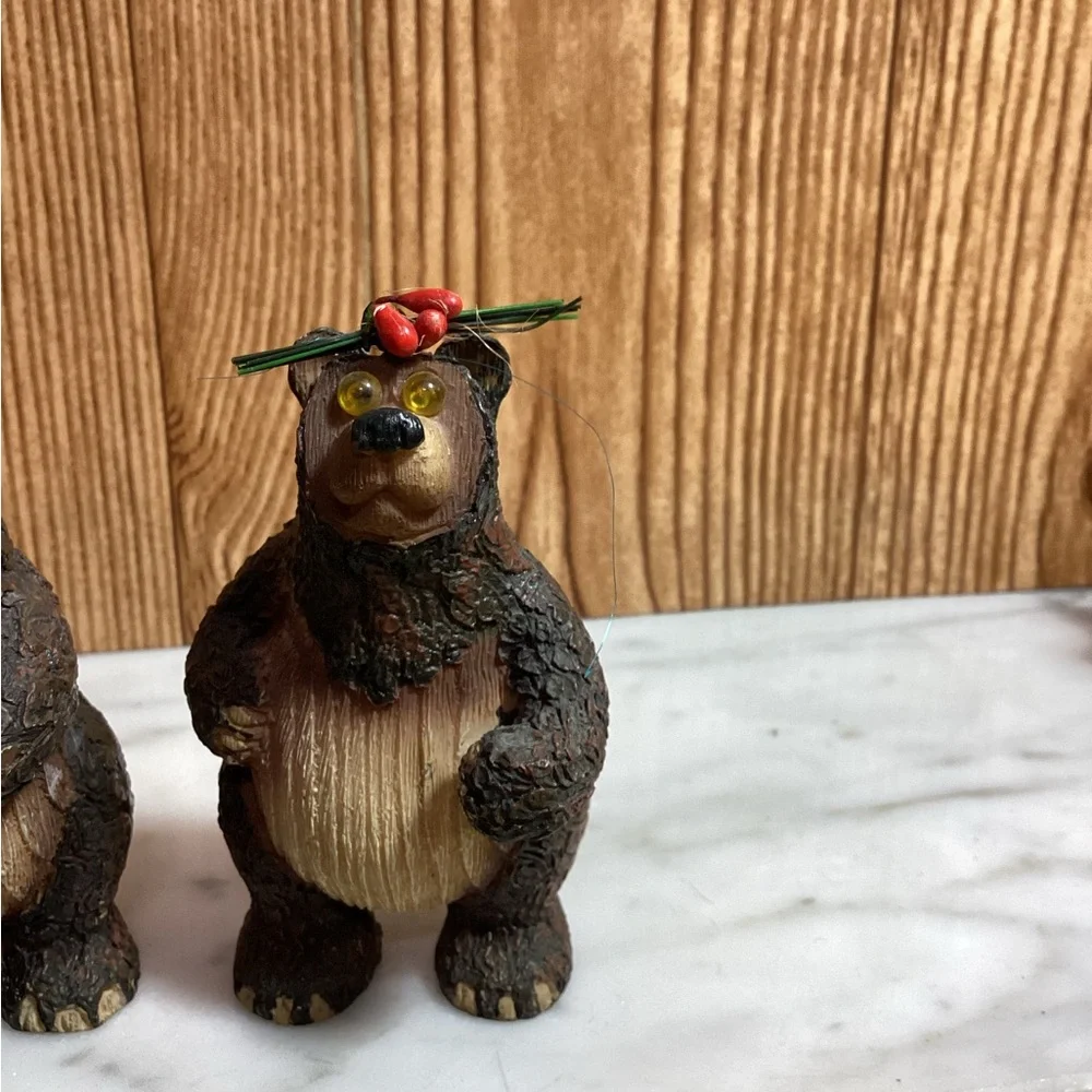 Christmas Brown Bear 3 piece set  Figurine 4”